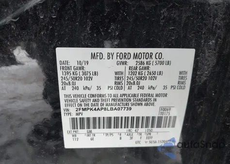 2020 Ford Edge St z USA, uszkodzony, nr VIN 2FMPK4AP8LBA07739